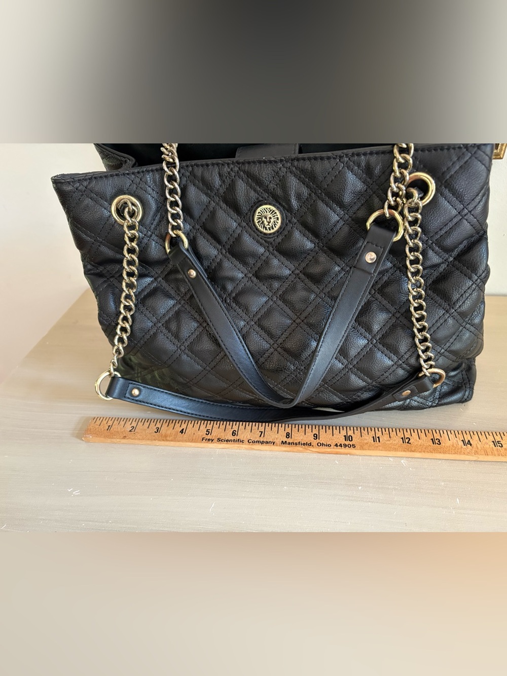 Anne Klein quilted faux leather chain strap handbag tote - Picture 8 of 9